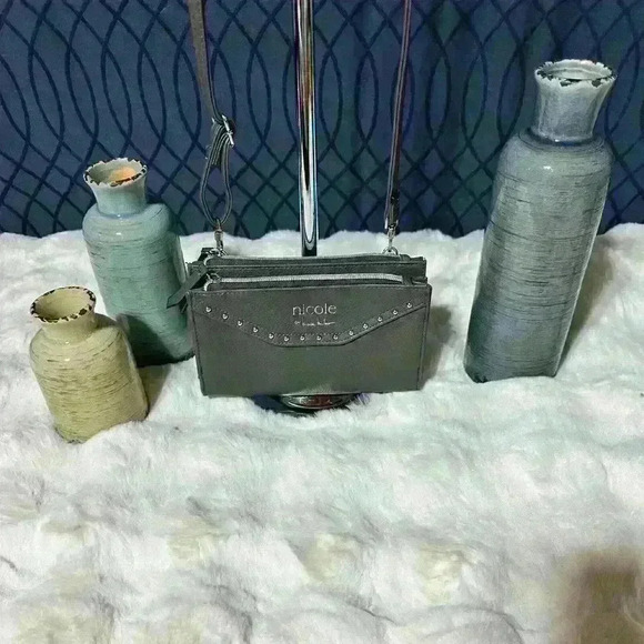 Nicole By Nicloe Miller Gray Mini Crossbody Detachable Strap Jars Not Included - Picture 1 of 14